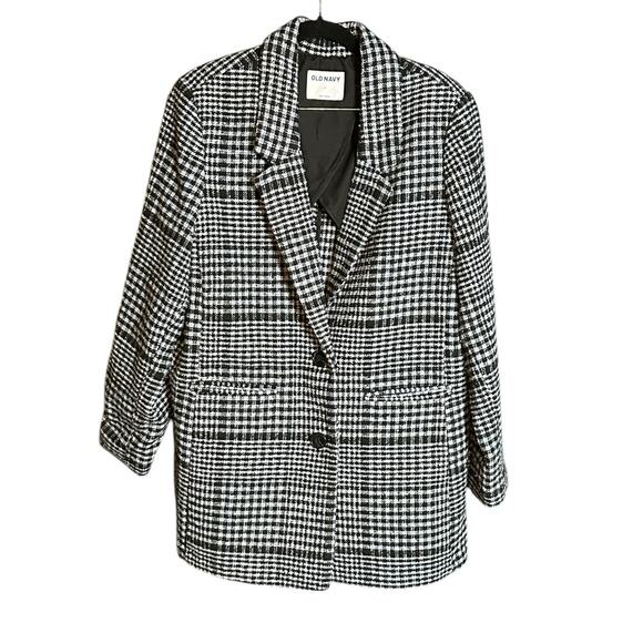 Old Navy Women’s Oversized Houndstooth Wool-Blend Coat - Size Large - Picture 3 of 6